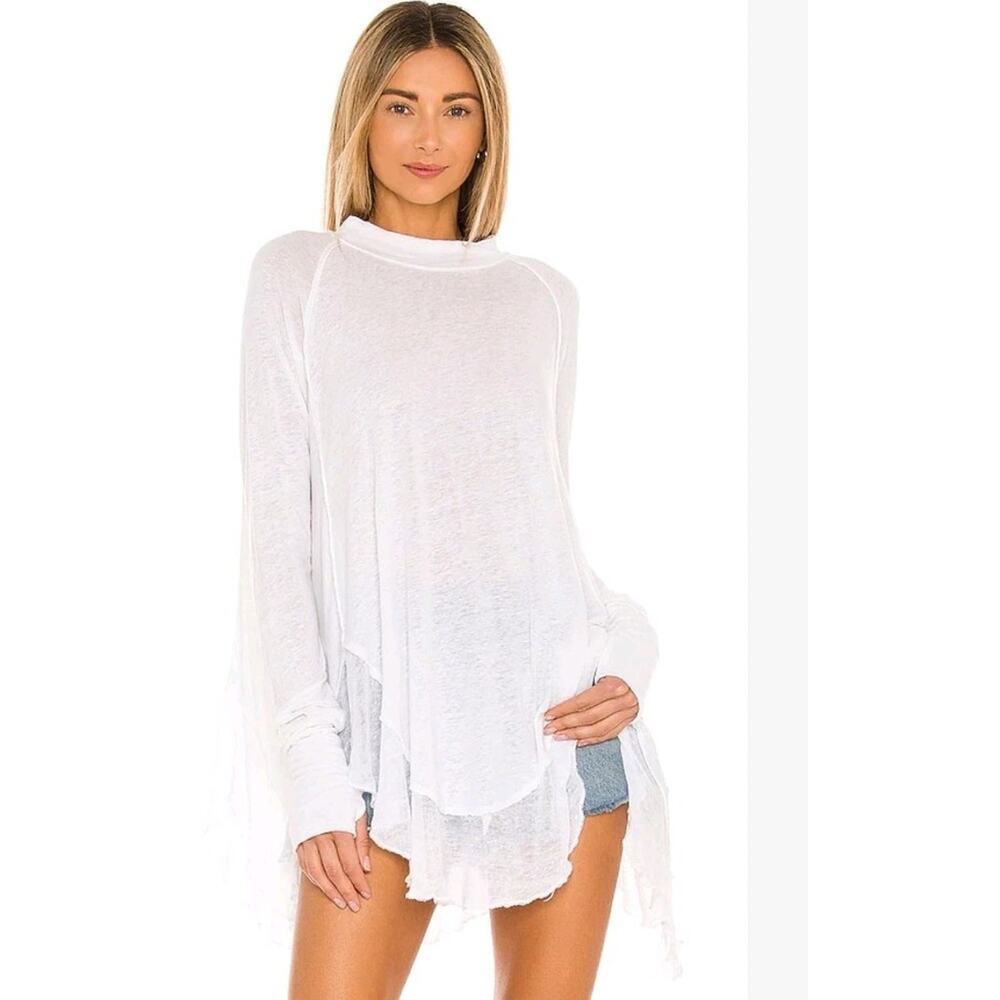 Free People Starlight Fairy Boho Tee SZ XS Linen Relax Tunic Festival Ethereal
